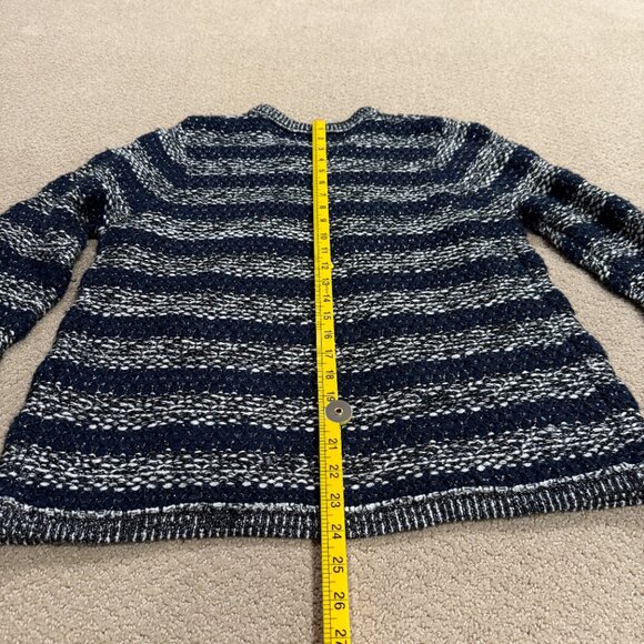 Anthropologie Moth Cardigan Sweater Mademoiselle Navy Boucle Chunky Knit LARGE - Picture 15 of 16